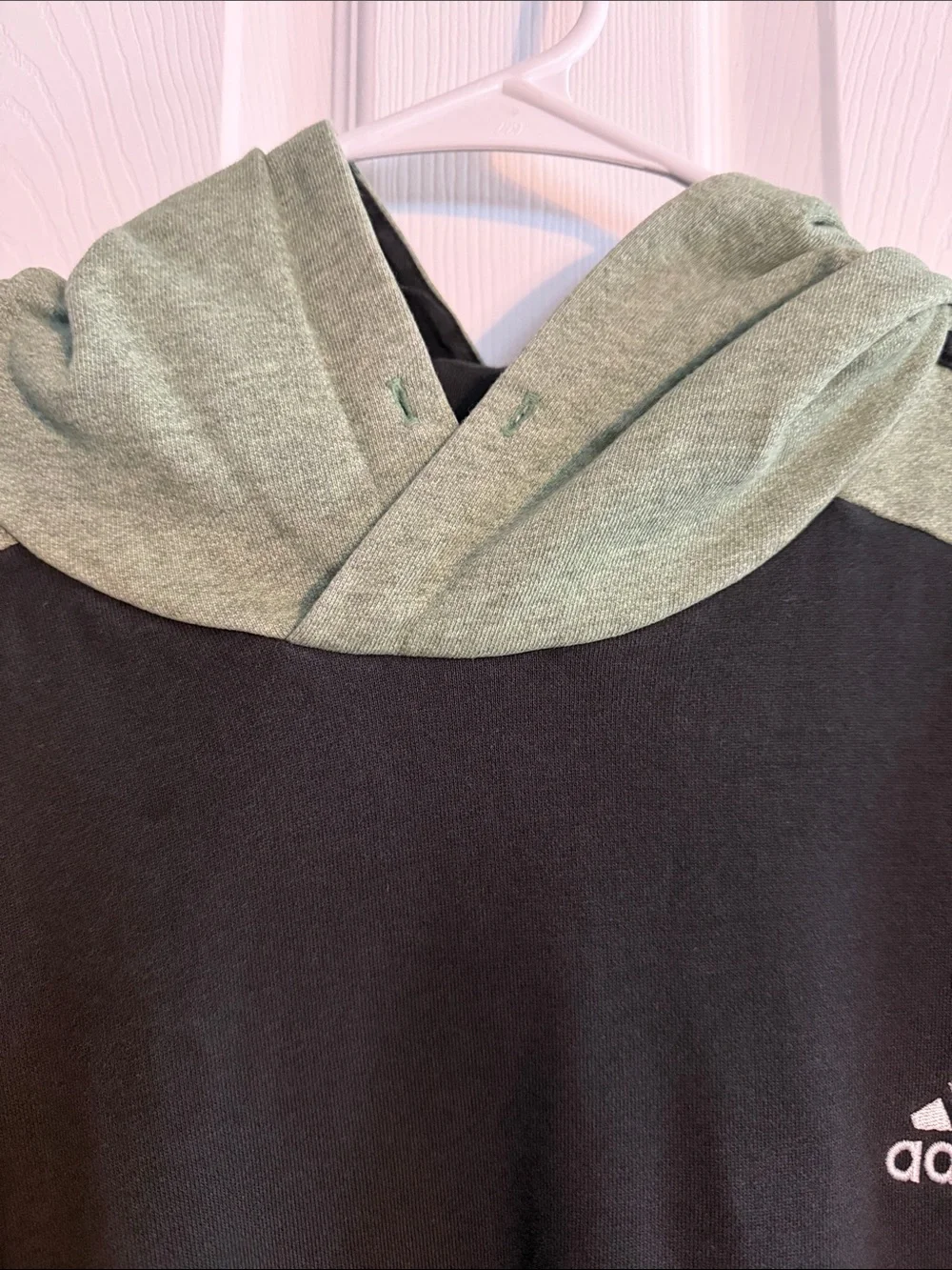 adidas Black and Sage Two-Tone Hooded Pullover